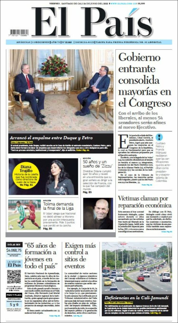 Portada de El País - Cali (Colombia)