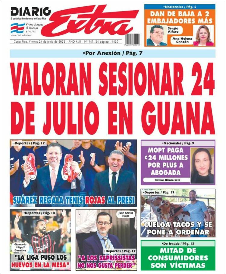 Portada de Diario Extra (Costa Rica)