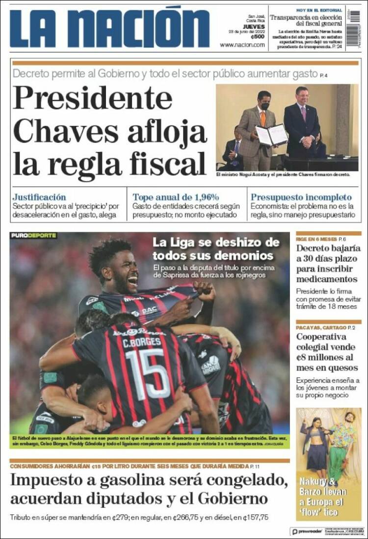 Portada de La Nación - Costa Rica (Costa Rica)