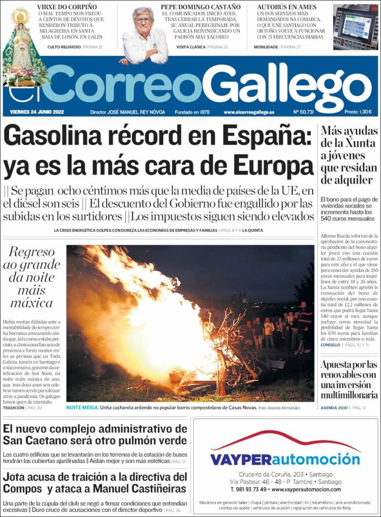Portada de El Correo Gallego (Espa&ntilde;a)