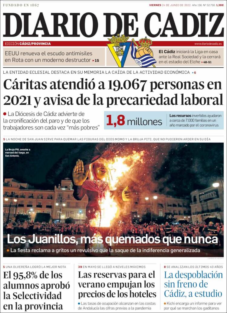 Portada de Diario de Cádiz (Espa&ntilde;a)