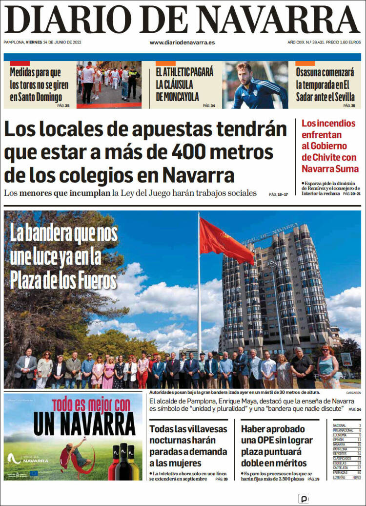 Portada de Diario de Navarra (Espa&ntilde;a)