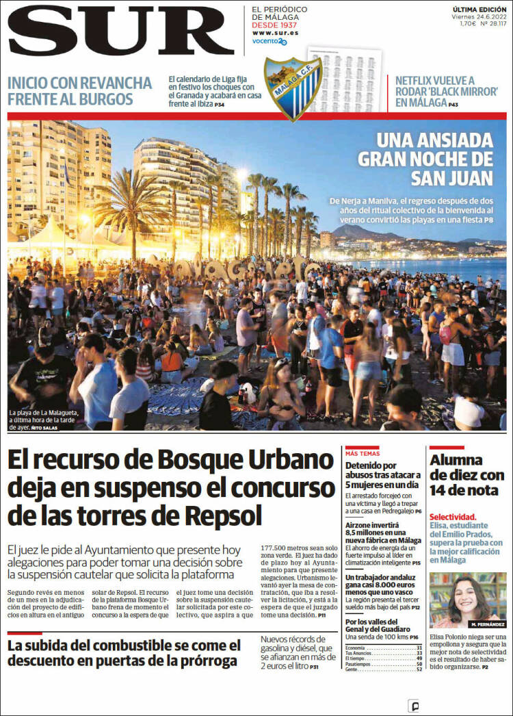 Portada de Diario el Sur (Espa&ntilde;a)