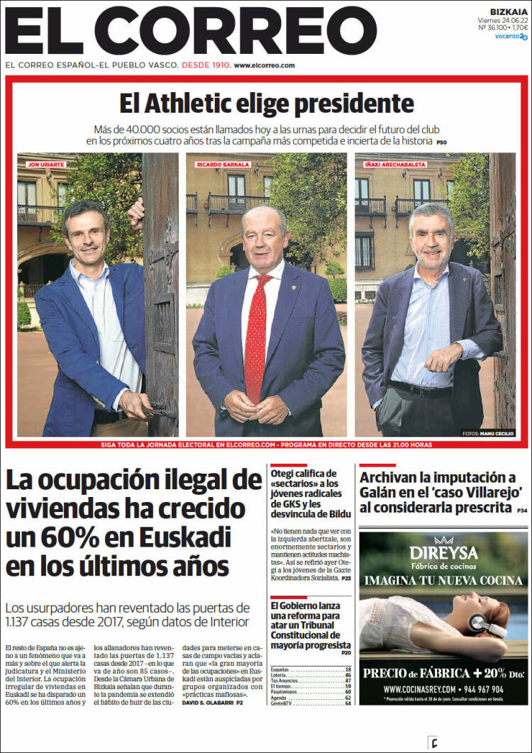 Portada de El Correo (Espa&ntilde;a)