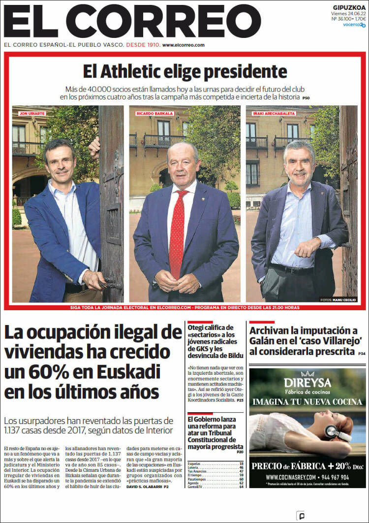 Portada de El Correo - Guipuzcoa (Espa&ntilde;a)