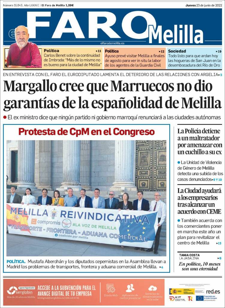 Portada de El Faro de Melilla (Espa&ntilde;a)