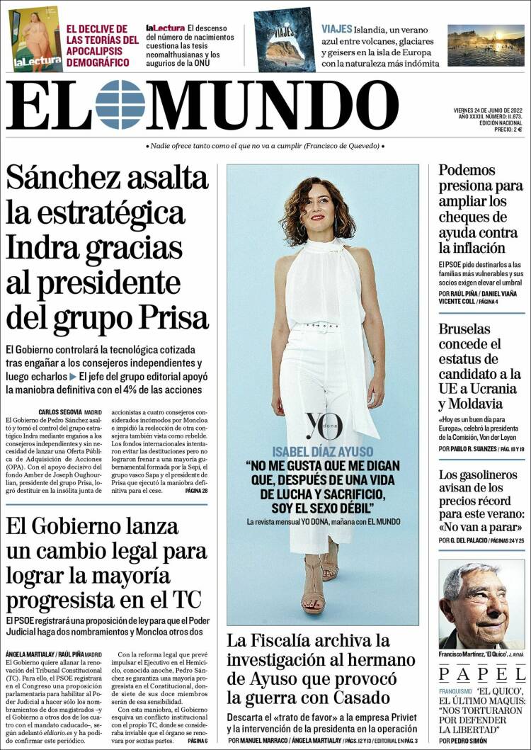Portada de El Mundo (Espa&ntilde;a)