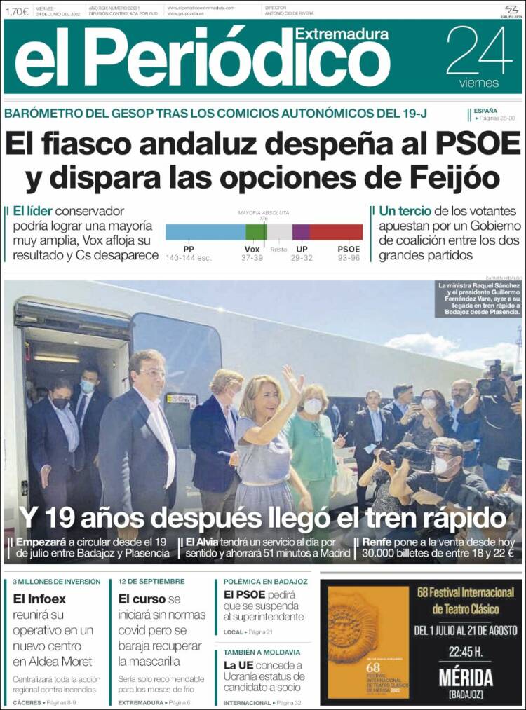 Portada de El Periódico de Extremadura (Espa&ntilde;a)