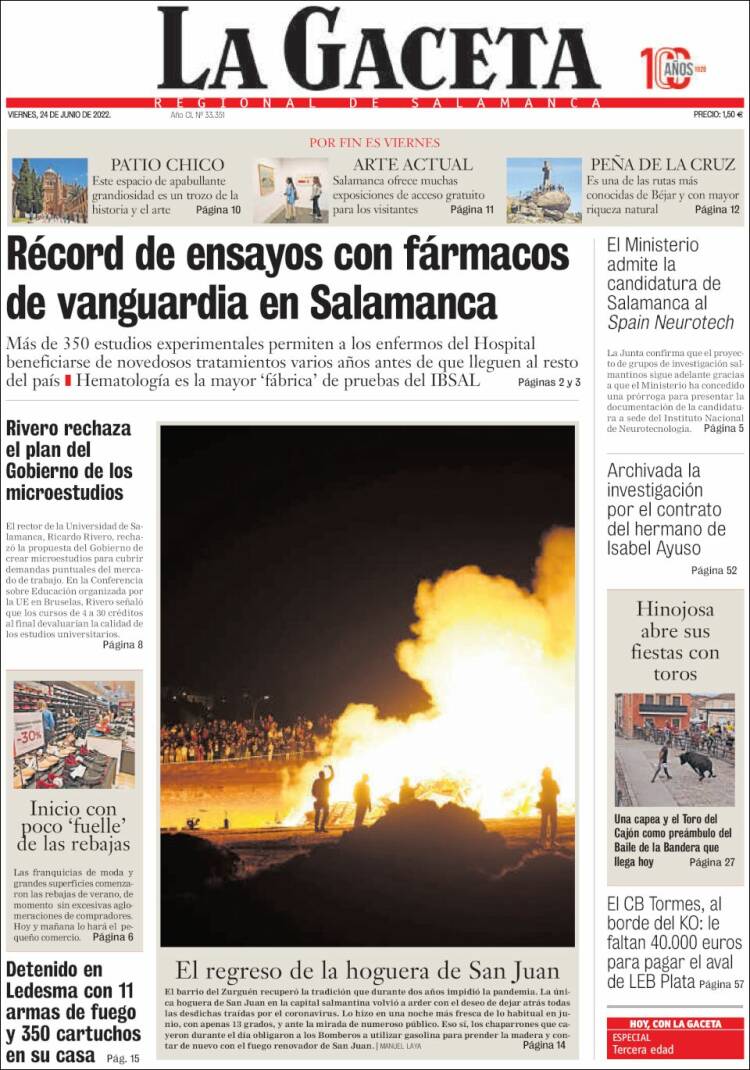 Portada de La Gaceta de Salamanca (Espa&ntilde;a)