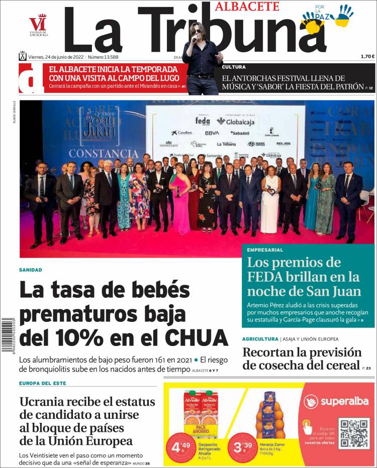 Portada de La Tribuna de Albacete (Espa&ntilde;a)