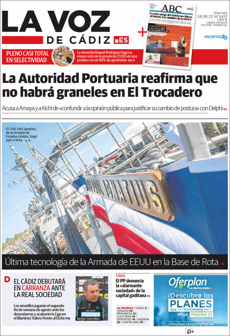 Portada de La Voz de Cádiz (Espa&ntilde;a)