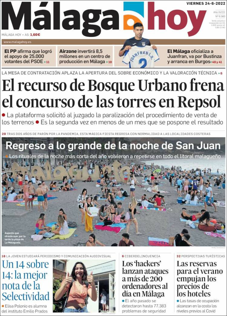 Portada de Málaga Hoy (Espa&ntilde;a)
