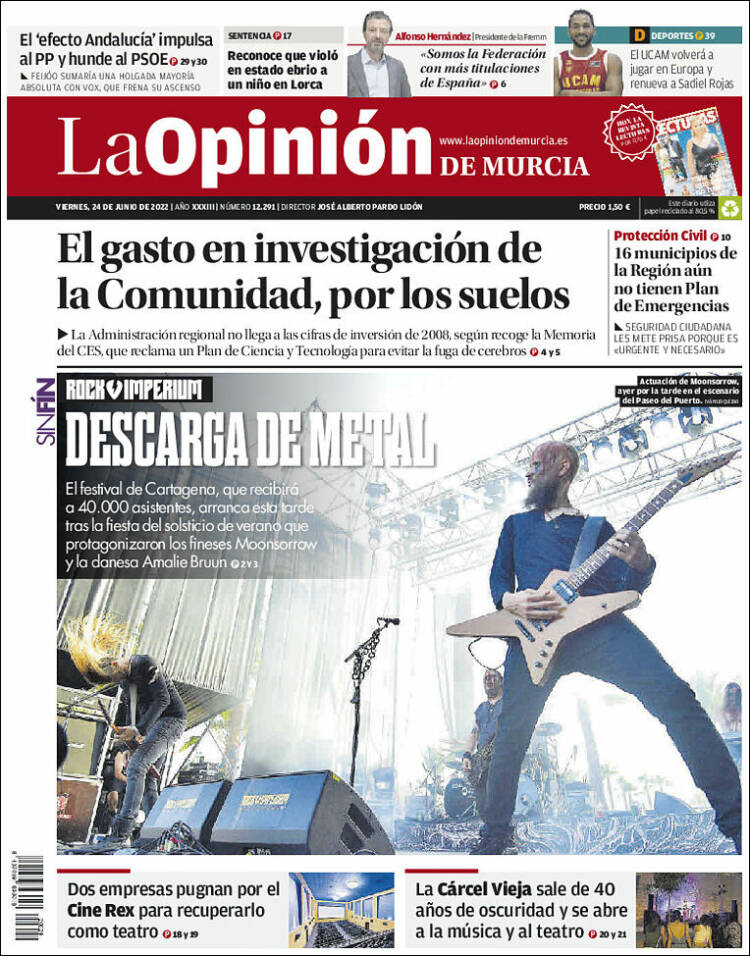 Portada de La Opinión de Murcia (Espa&ntilde;a)