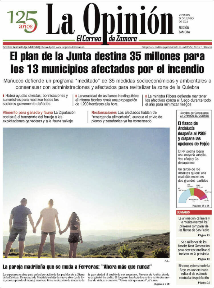 Portada de La Opinión - El Correo de Zamora (Espa&ntilde;a)