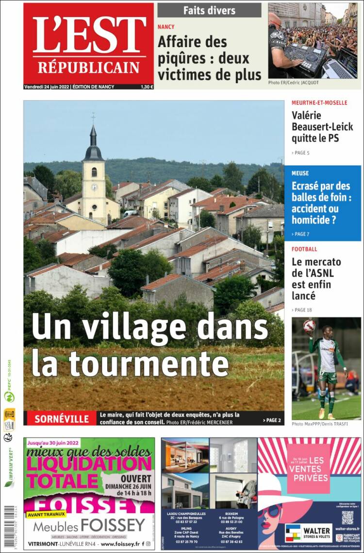 Portada de L'Est Republicain (Francia)