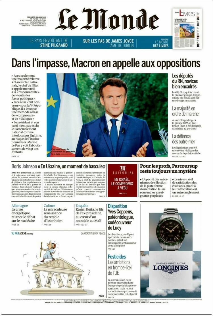 Portada de Le Monde (Francia)