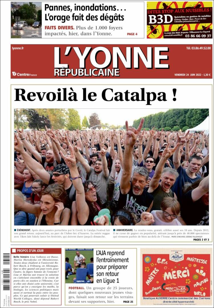 Portada de L'Yonne-Républicaine (Francia)