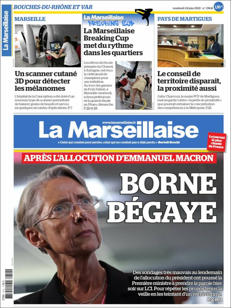 Portada de La Marseillaise (Francia)