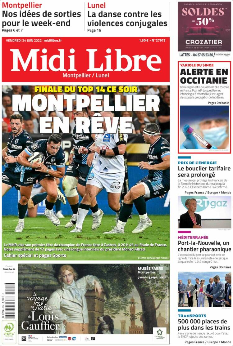 Portada de Midi Libre (Francia)
