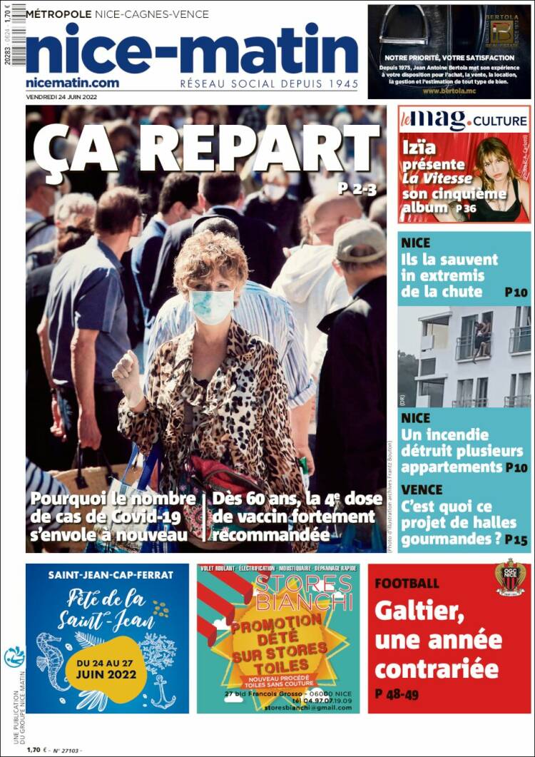 Portada de Nice-Matin (Francia)