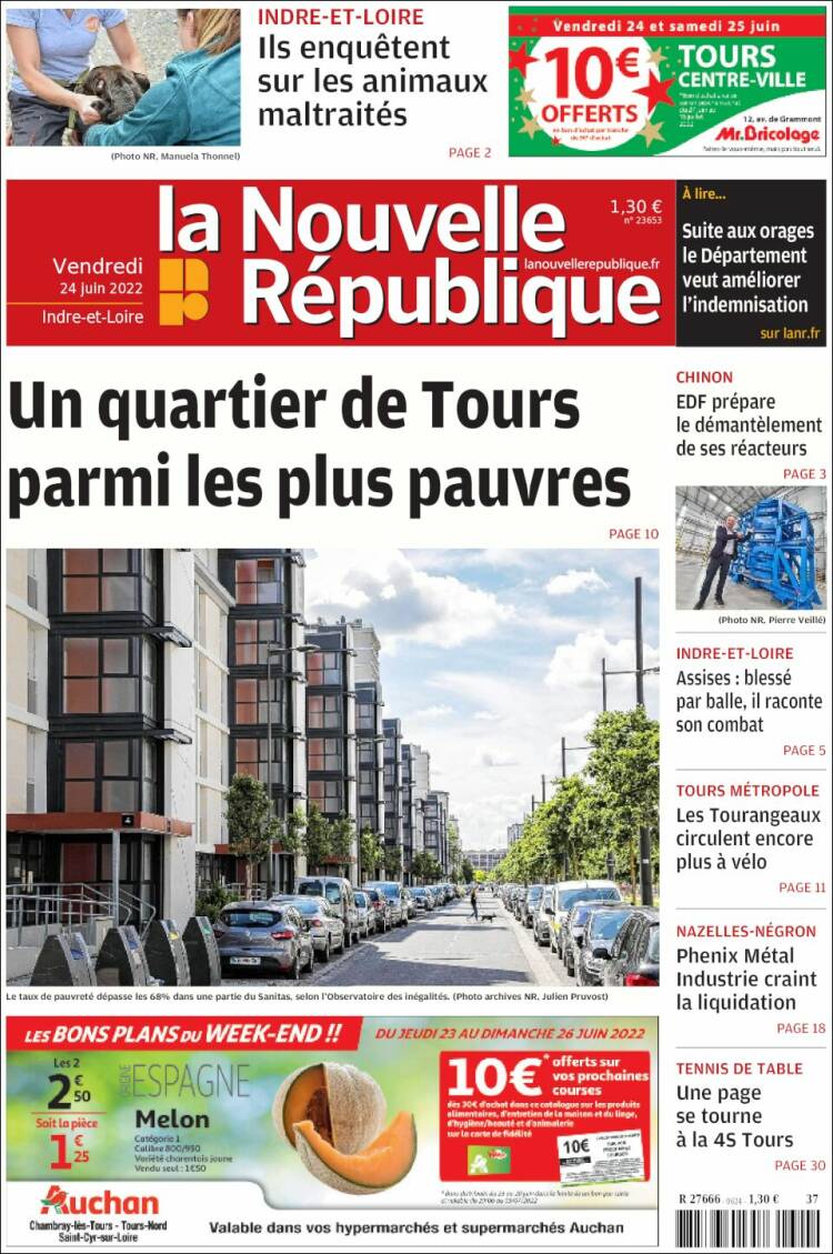 Portada de La Nouvelle Republique (Francia)