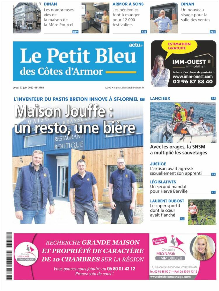 Portada de Le Petit Bleu (Francia)