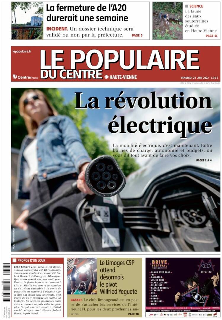 Portada de Le Populaire du Centre (Francia)