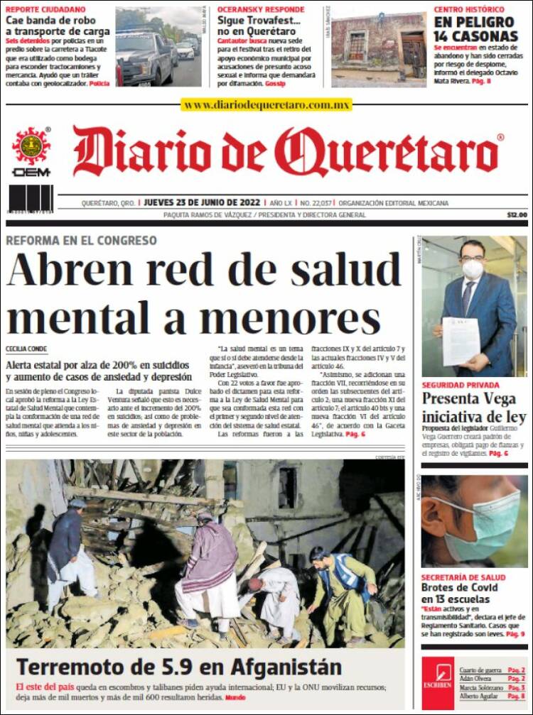 Portada de Diario de Querétaro (México)