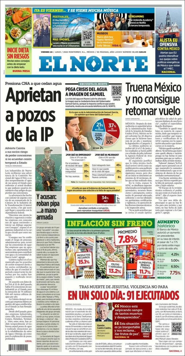 Portada de El Norte (M&eacute;xico)