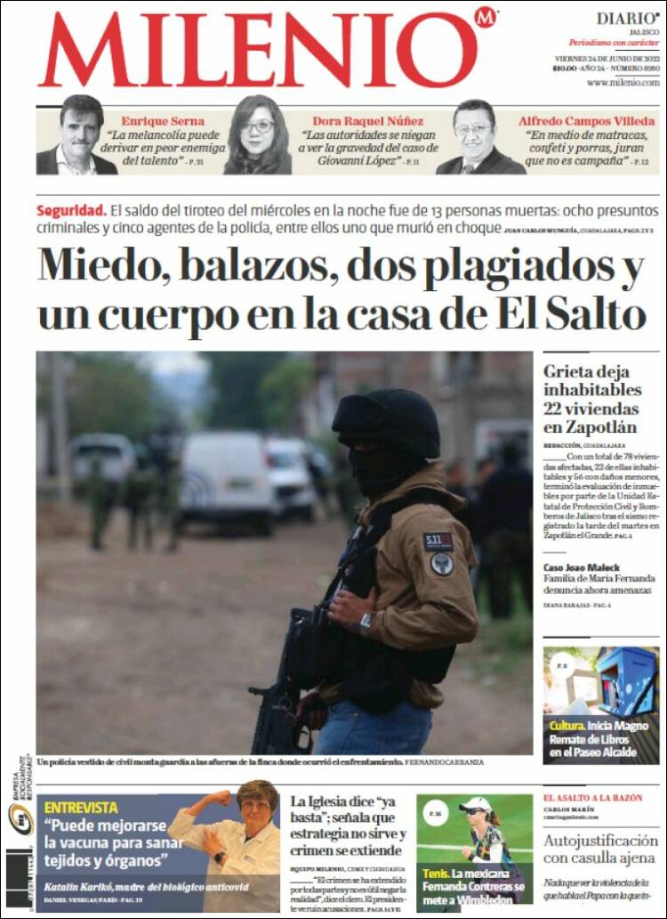 Portada de Milenio - Jalisco (M&eacute;xico)