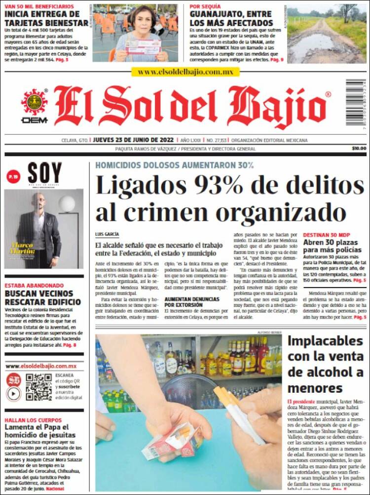 Portada de El Sol del Bajio (M&eacute;xico)