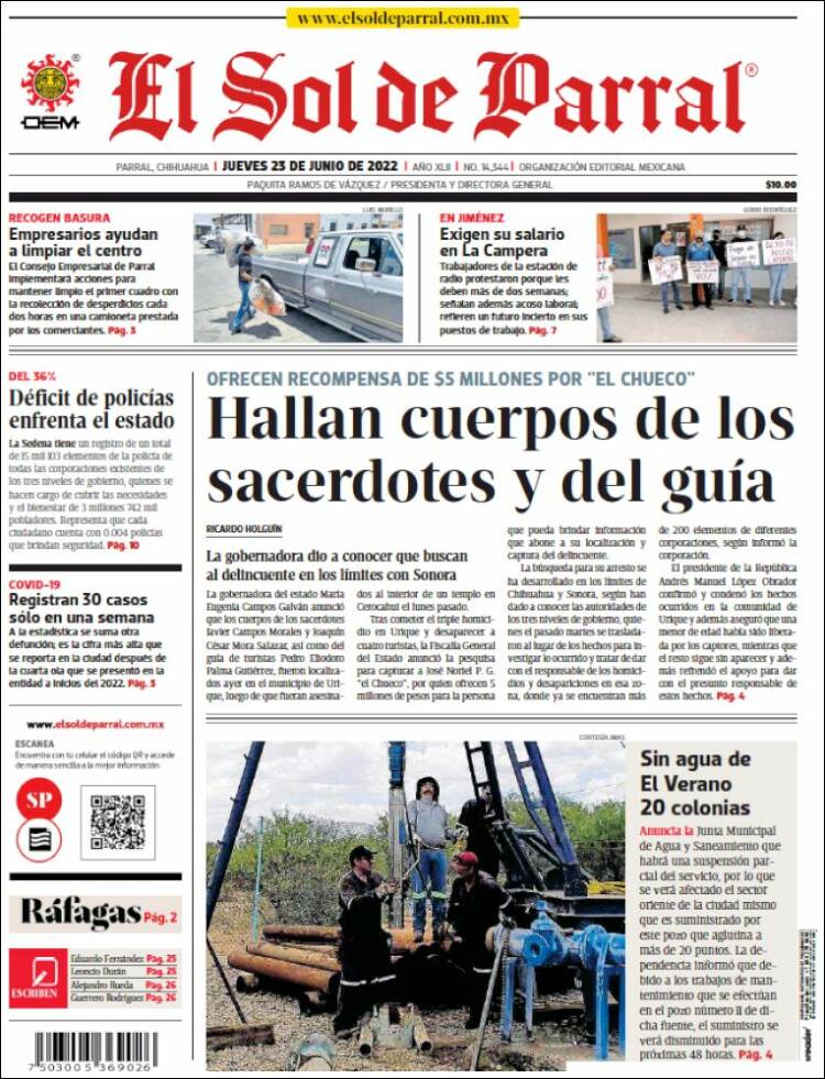 Portada de El Sol de Parral (M&eacute;xico)