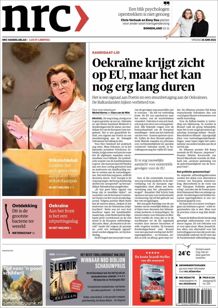 Portada de NRC Handelsblad (Pa&iacute;ses Bajos)