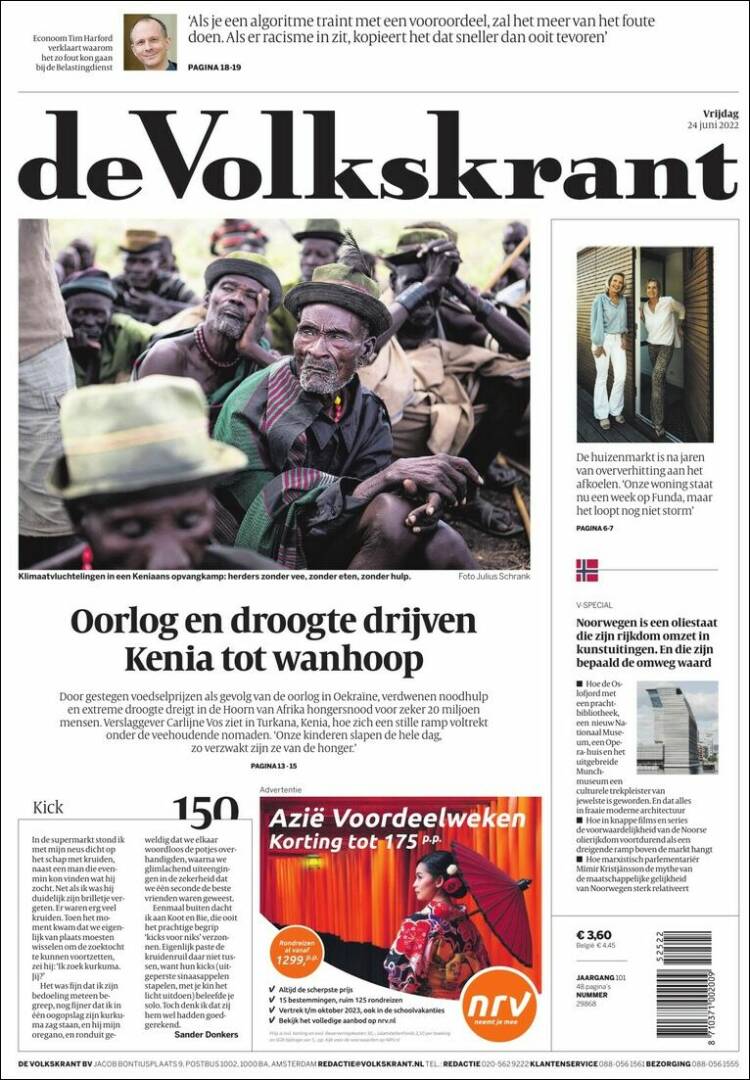 Portada de De Volkskrant (Pa&iacute;ses Bajos)
