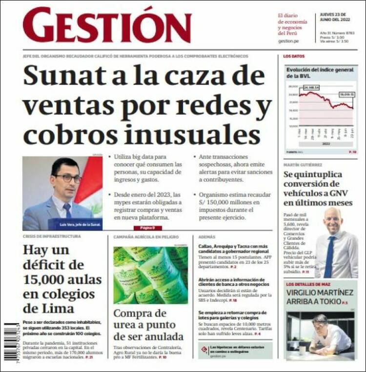 Portada de Diario Gestión (Per&uacute;)