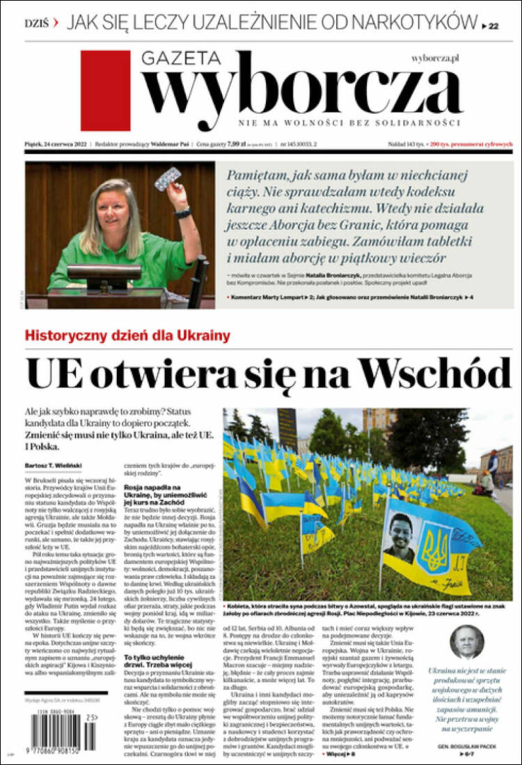 Portada de Gazeta Wyborcza (Polonia)