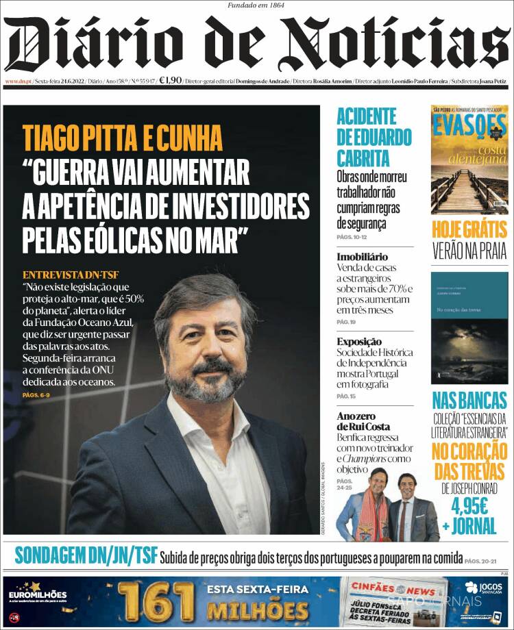 Portada de Diário de Noticias (Portugal)