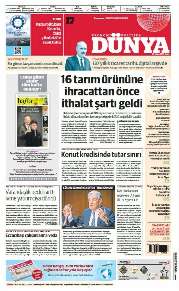 Portada de Dünya (Turqu&iacute;a)