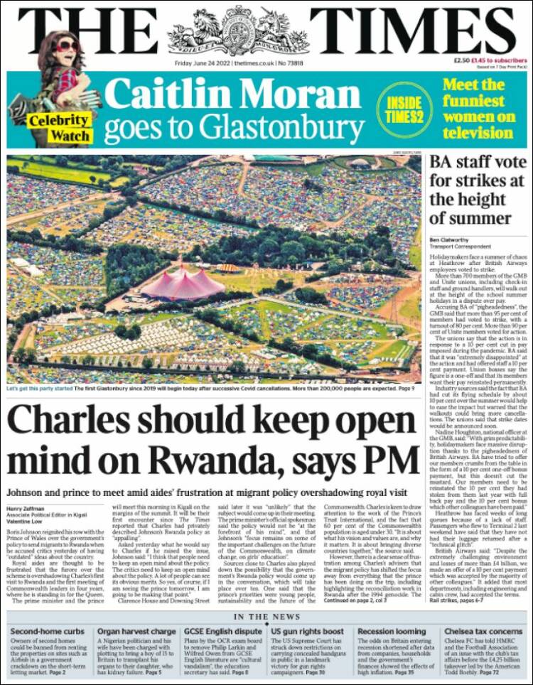 Portada de The Times (Reino Unido)