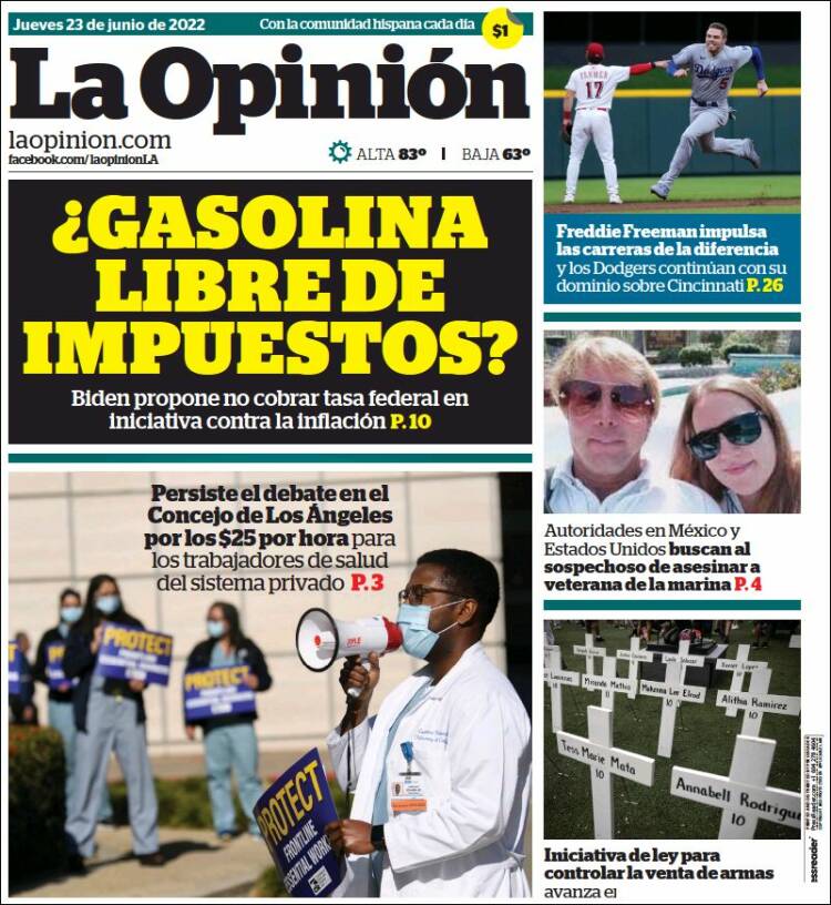 Portada de La Opinión (USA)