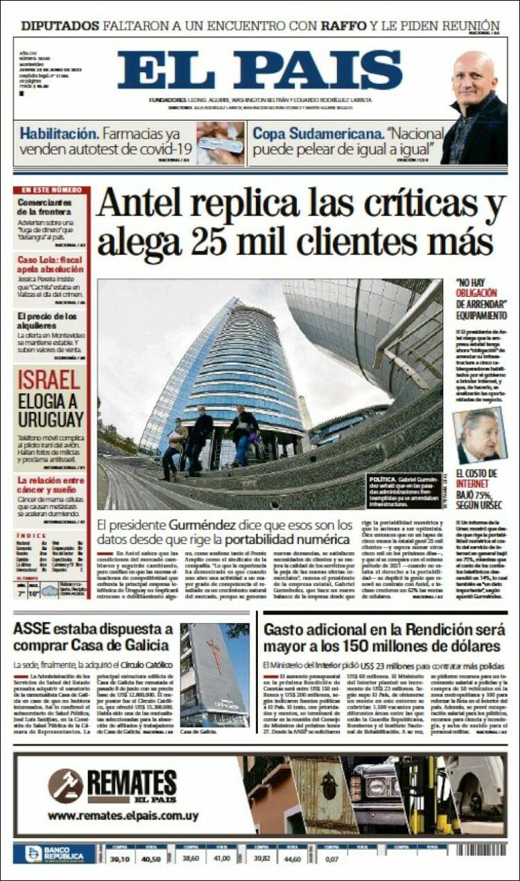 Portada de El País (Uruguay)