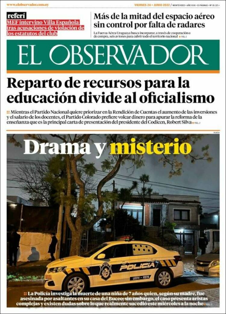 Portada de El Observador (Uruguay)