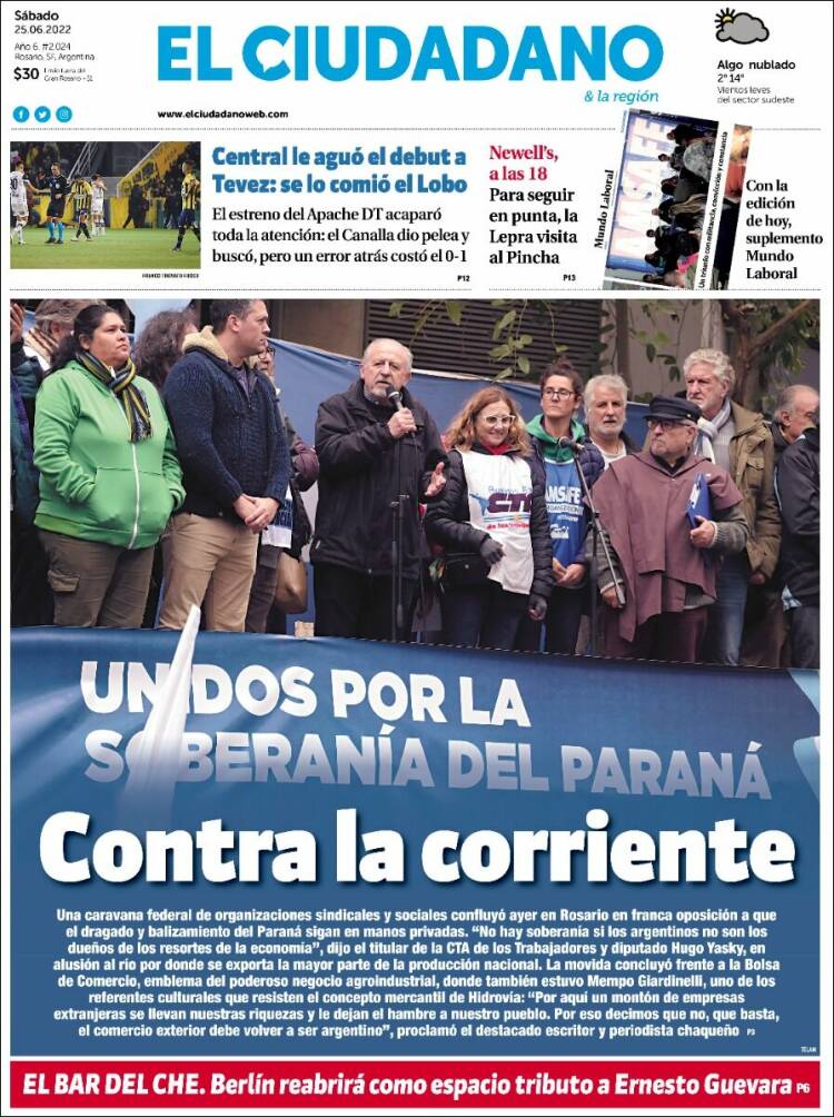 Portada de Diario El Ciudadano (Argentina)