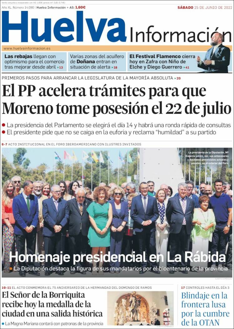 Portada de Huelva Información (España)