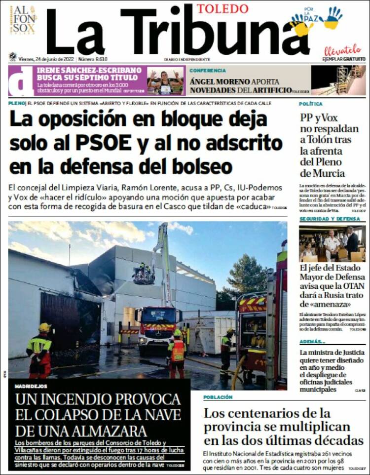 Portada de La Tribuna de Toledo (Espa&ntilde;a)