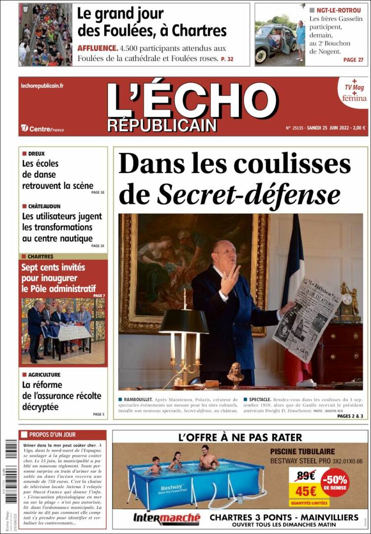 Portada de L'Echo Républicain (Francia)