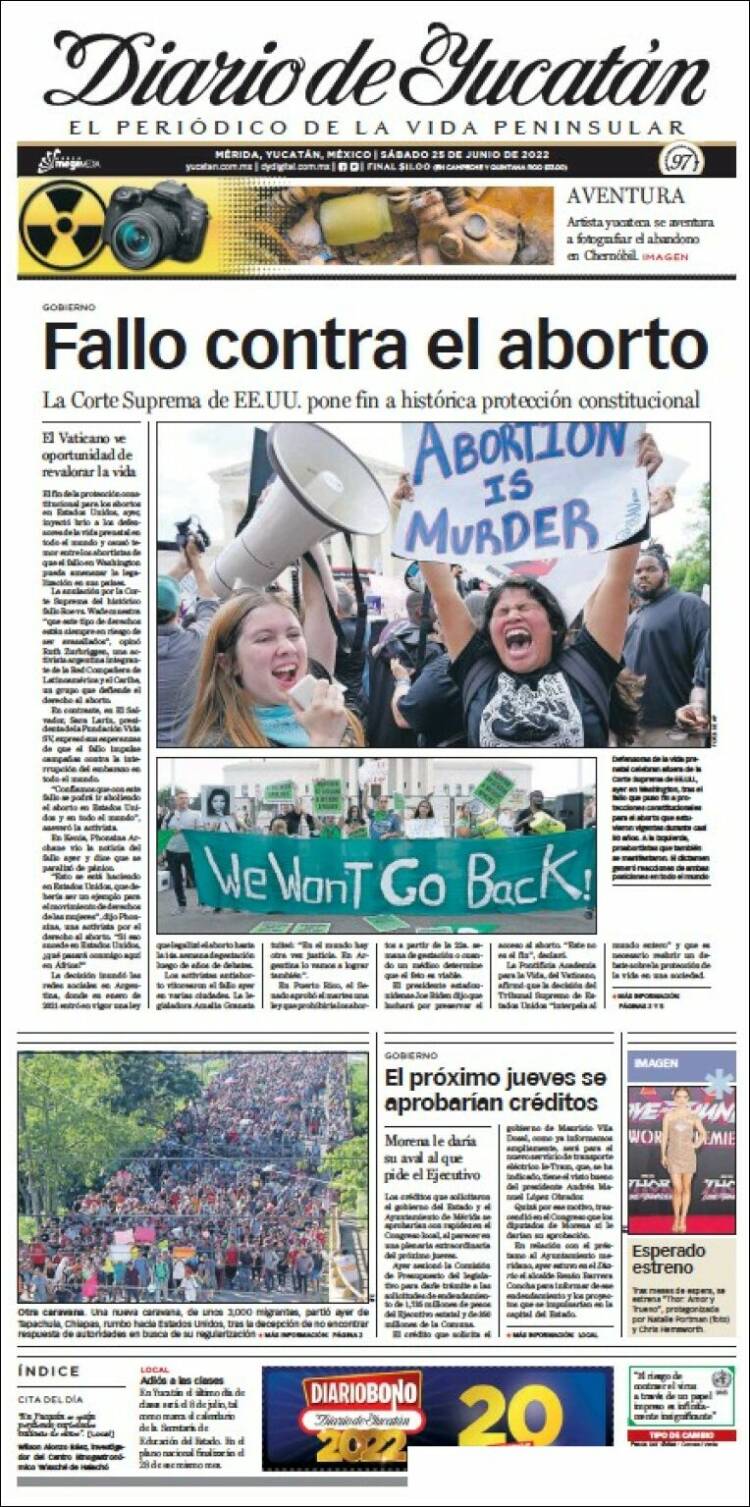 Portada de Diario de Yucatán (M&eacute;xico)