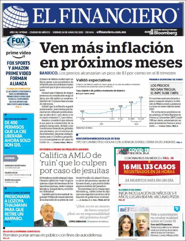 Portada de El Financiero (M&eacute;xico)