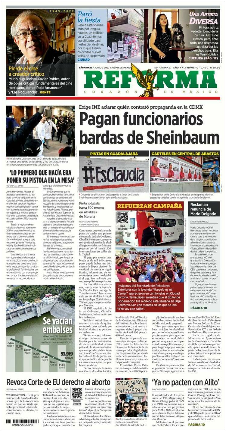 Portada de Reforma (M&eacute;xico)
