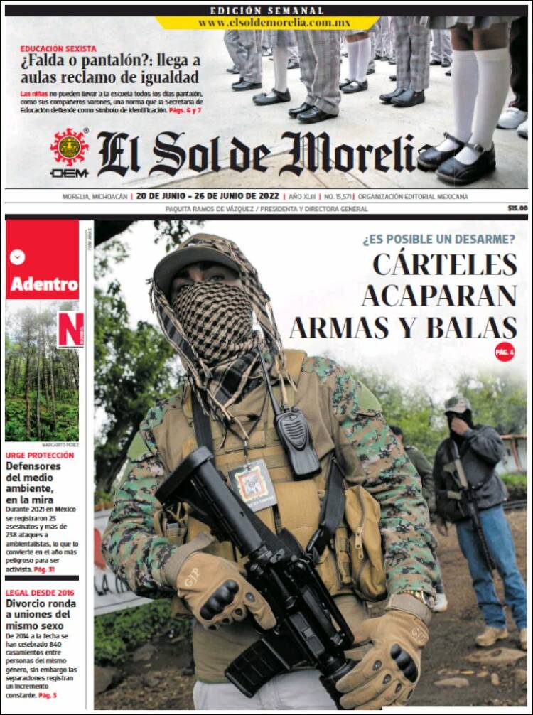 Portada de El Sol de Morelia (M&eacute;xico)